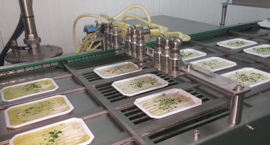 dosificador aceite sobre termoselladora automática